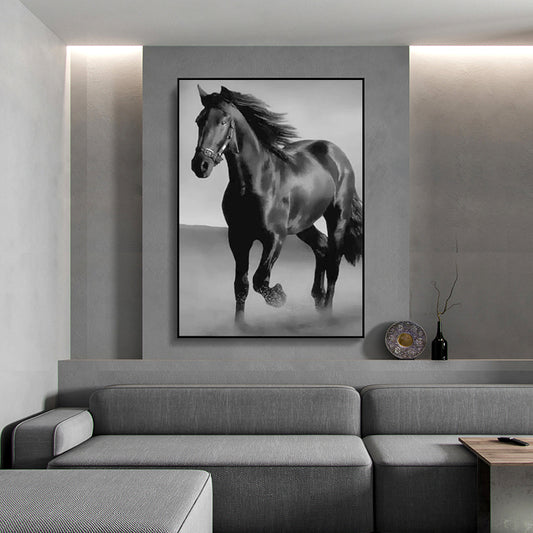 Art Canvas Animal Dark Horse Wall Art Living Room