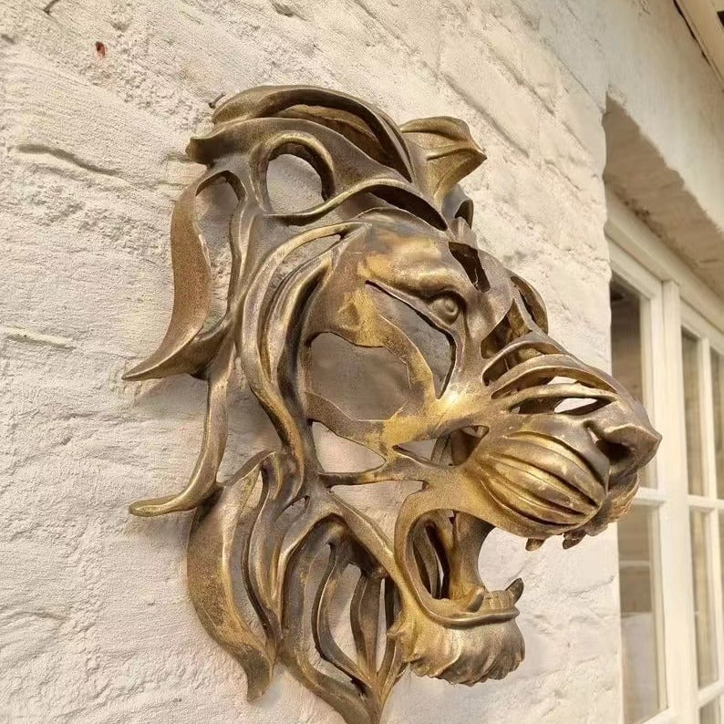 Lion's Head Wall Hanging Art Sculpture