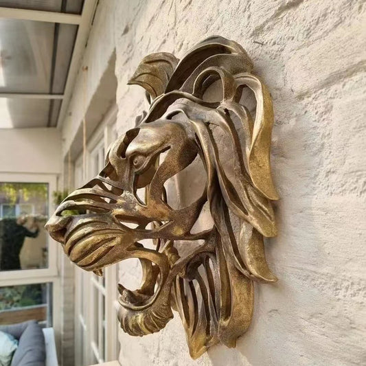 Lion's Head Wall Hanging Art Sculpture