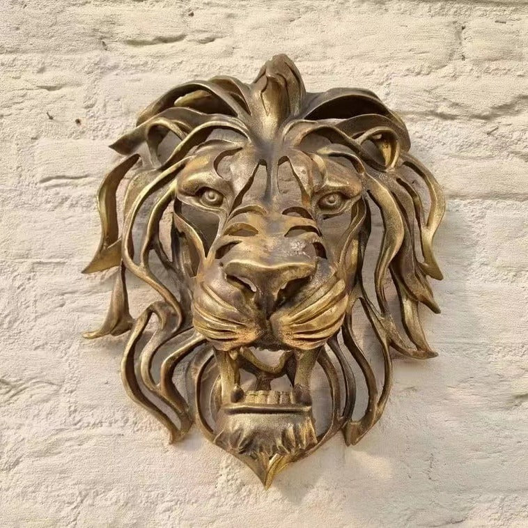 Lion's Head Wall Hanging Art Sculpture